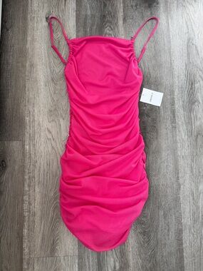 Forever 21 Hot Pink Ruched Bodycon Dress